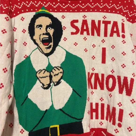 ELF Red and White Festive Crewneck Sweater - Picture 4 of 4